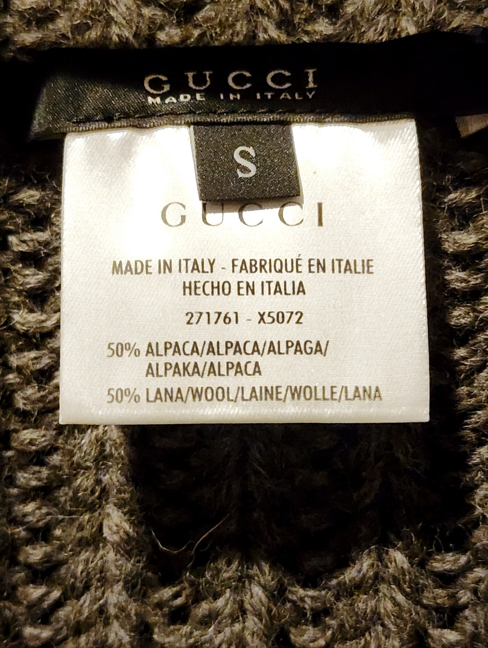 GUCCI ORIGINAL KNITTED PONCHO FRINGE FRONT ZIP OFF SHOULDERS WOOL + ALPACA SMALL - Picture 14 of 17